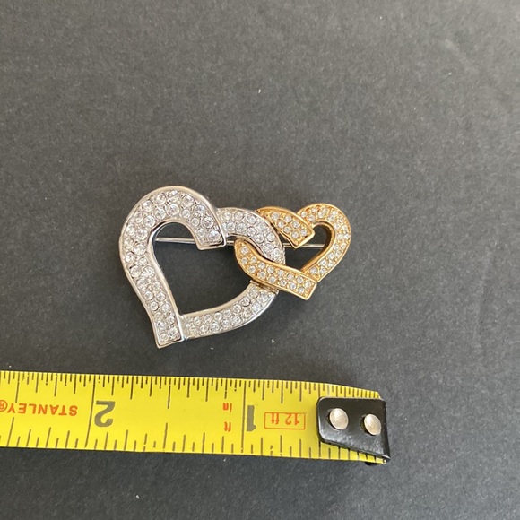 Swarovski Infinity Double Heart Pave Crystal Brooch Pin - Picture 2 of 3